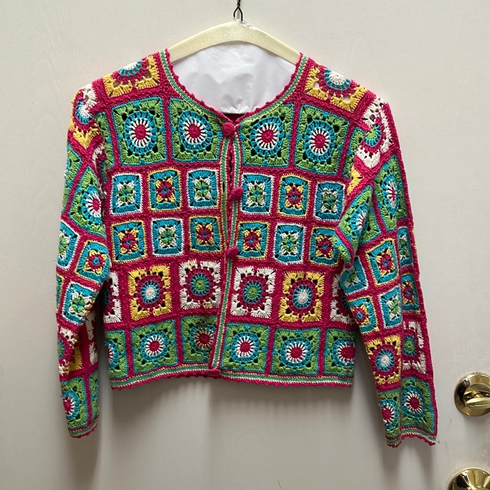 Girls M/L handmade crochet cardigan sweater
